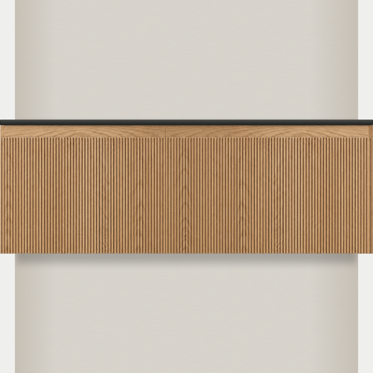 Modular Fluted Oak Vanity Cabinet 1350 mm - Square Ends - OZ-MF-1350-SQ-600-750