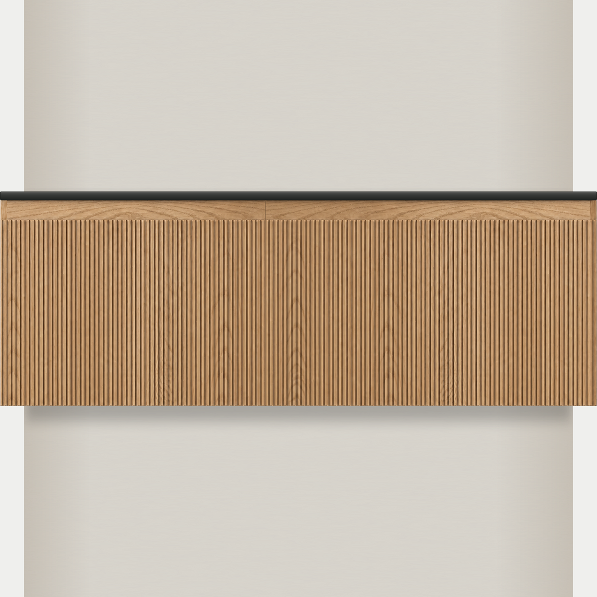 Modular Fluted Oak Vanity Cabinet 1350 mm - Square Ends - OZ-MF-1350-SQ-600-750