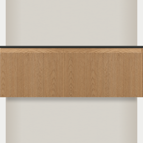 Modular Fluted Oak Vanity Cabinet 1350 mm - Square Ends - OZ-MF-1350-SQ-600-750