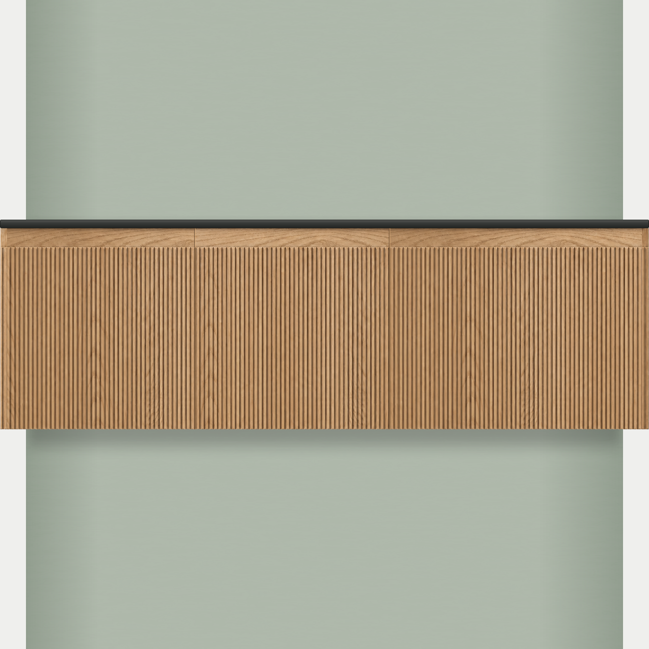 Modular Fluted Oak Vanity Cabinet 1500 mm - Square Ends - OZ-MF-1500-SQ-450-450-600