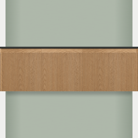 Modular Fluted Oak Vanity Cabinet 1500 mm - Square Ends - OZ-MF-1500-SQ-450-450-600
