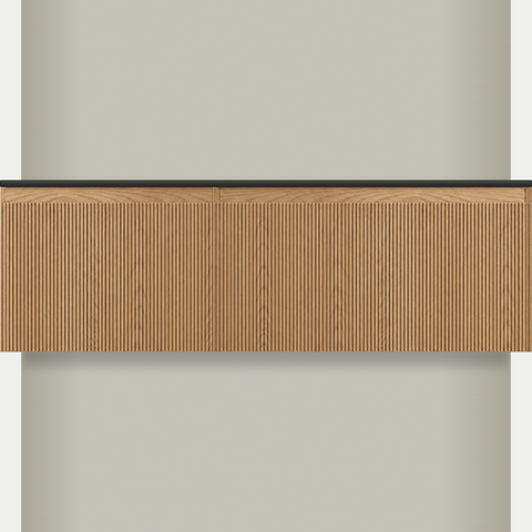Modular Fluted Oak Vanity Cabinet 1500 mm - Square Ends - OZ-MF-1500-SQ-600-900