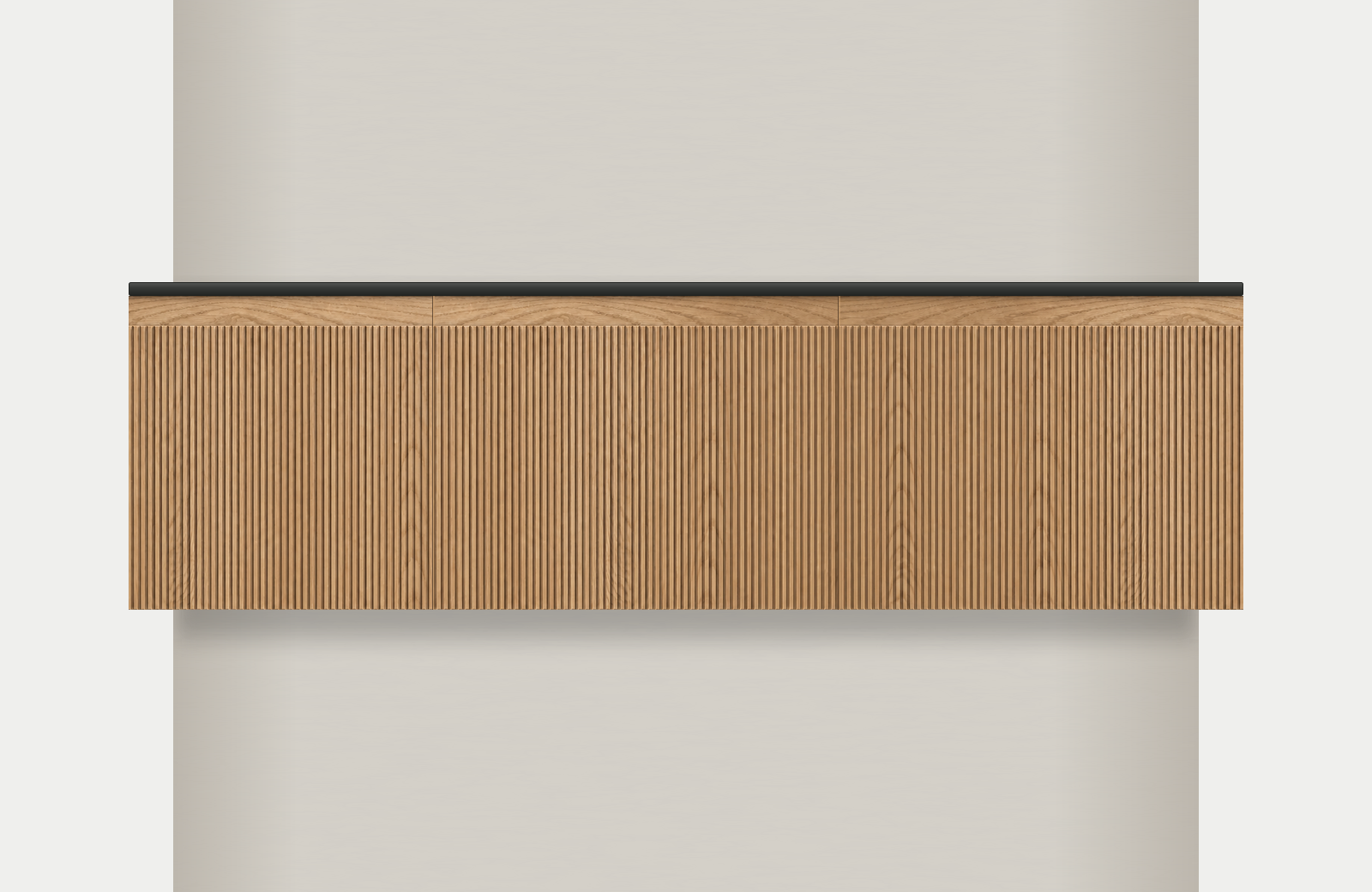 Modular Fluted Oak Vanity Cabinet 1650 mm - Square Ends, modules 450 + 600 + 600 mm