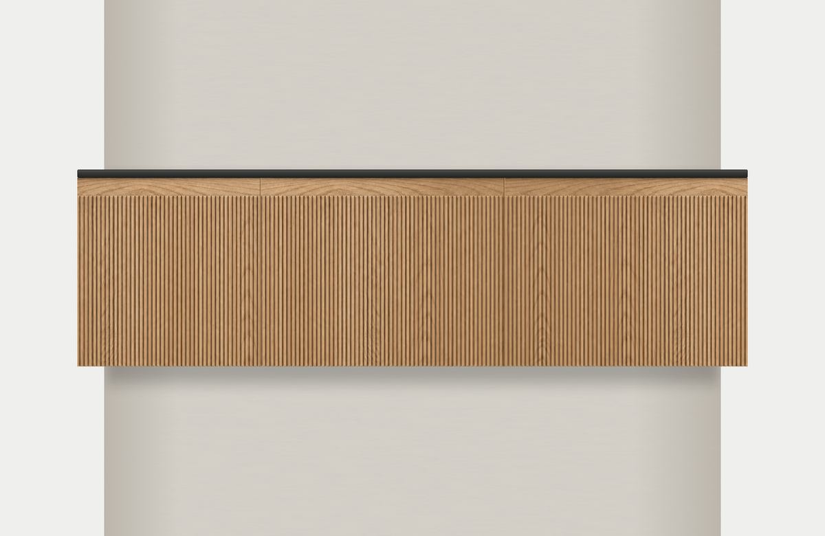 Modular Fluted Oak Vanity Cabinet 1650 mm - Square Ends, modules 450 + 600 + 600 mm