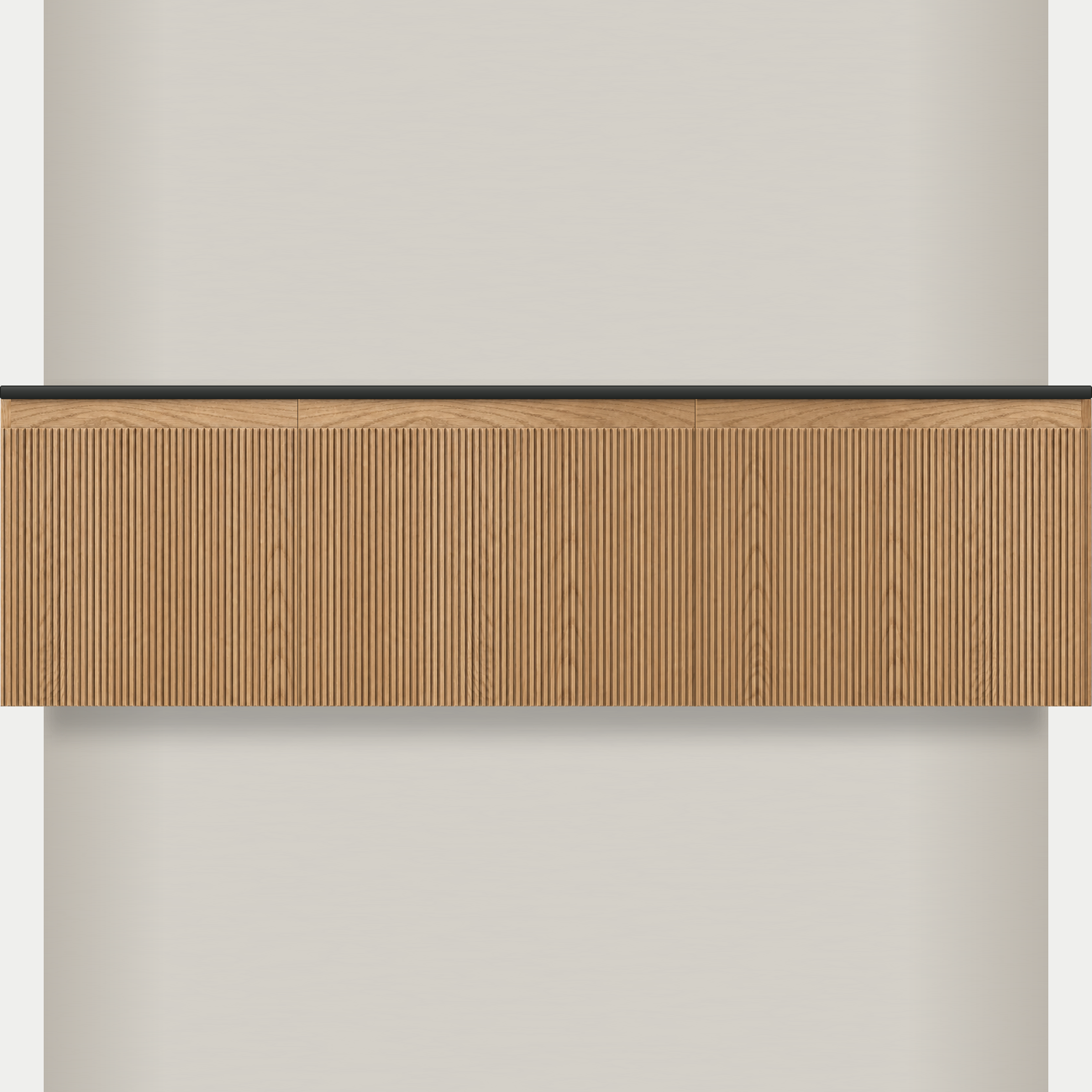 Modular Fluted Oak Vanity Cabinet 1650 mm - Square Ends - OZ-MF-1650-SQ-450-600-600
