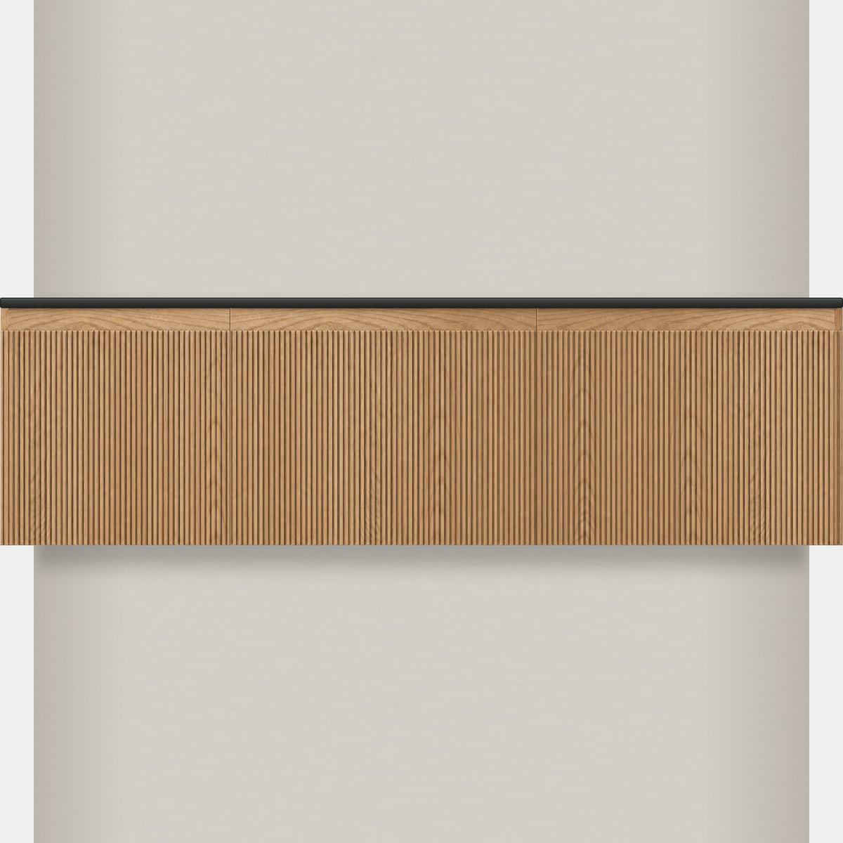 Modular Fluted Oak Vanity Cabinet 1650 mm - Square Ends - OZ-MF-1650-SQ-450-600-600