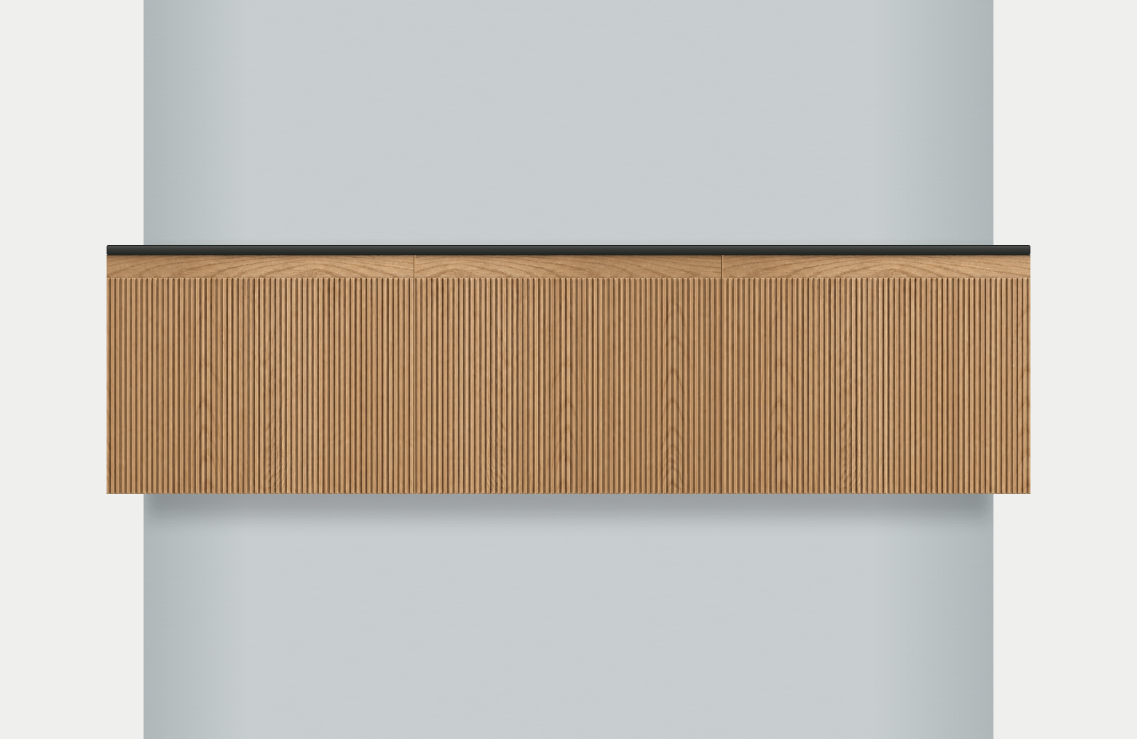 Modular Fluted Oak Vanity Cabinet 1800 mm - Square Ends, modules 600 + 600 + 600 mm