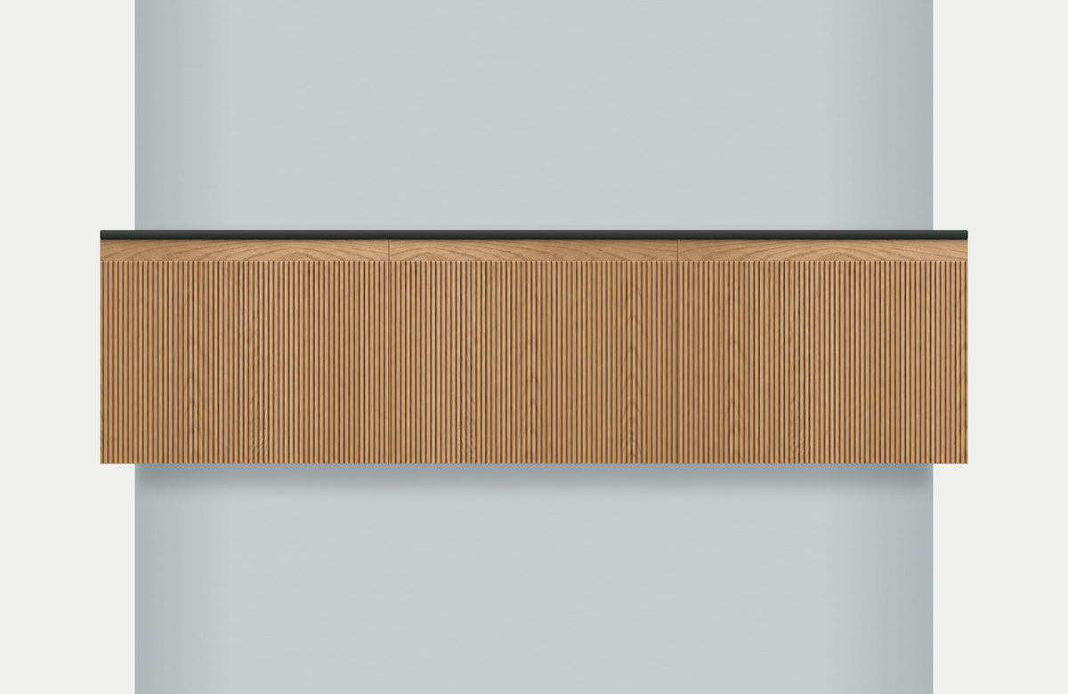 Modular Fluted Oak Vanity Cabinet 1800 mm - Square Ends, modules 600 + 600 + 600 mm