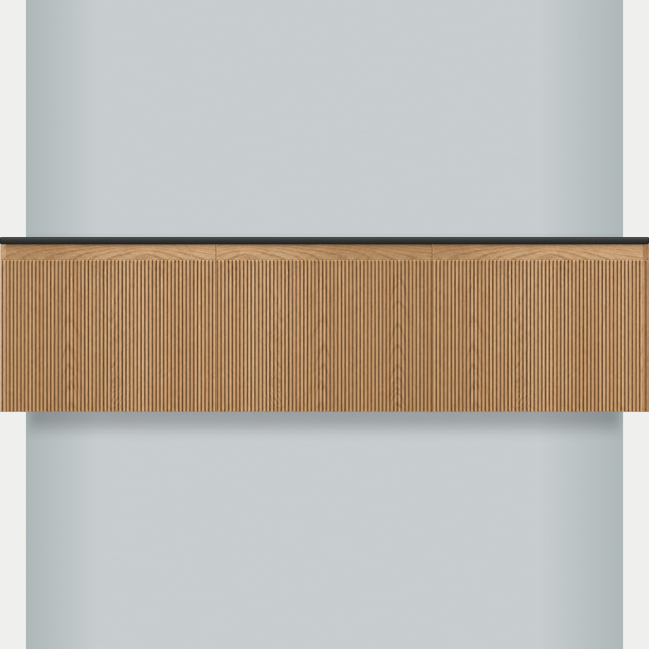 Modular Fluted Oak Vanity Cabinet 1800 mm - Square Ends - OZ-MF-1800-SQ-600-600-600