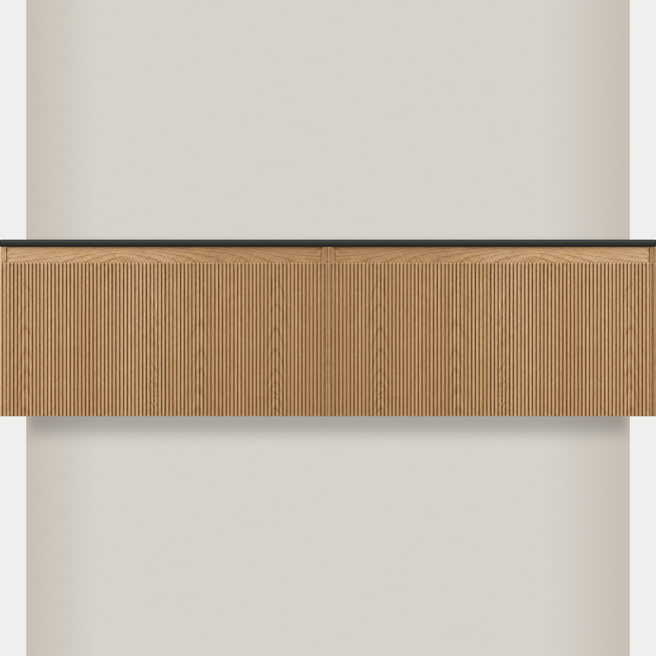 Modular Fluted Oak Vanity Cabinet 1800 mm - Square Ends - OZ-MF-1800-SQ-900-900