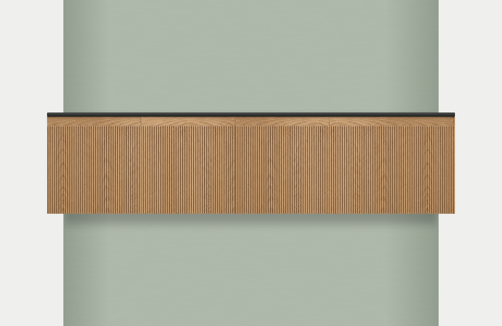 Modular Fluted Oak Vanity Cabinet 1950 mm - Square Ends, modules 450 + 450 + 450 + 600 mm