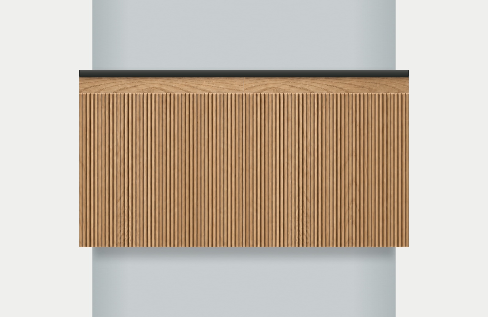 Modular Fluted Oak Vanity Cabinet 900 mm - Square Ends, modules 450 + 450 mm