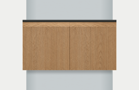 Modular Fluted Oak Vanity Cabinet 900 mm - Square Ends, modules 450 + 450 mm