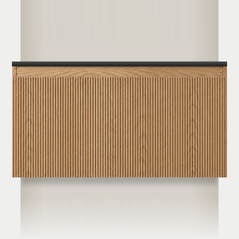 Modular Fluted Oak Vanity Cabinet 900 mm - Square Ends - OZ-MF-900-SQ-900