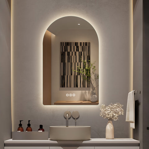 500x800mm Motion Sensor Switch Arch Shape Frameless Backlit Led Mirror Bathroom Vanity Mirror
