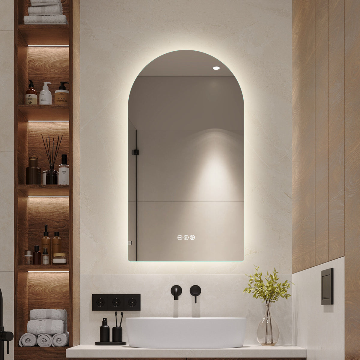 550x1000mm Motion Sensor Switch Arch Shape Frameless Backlit Led Mirror Bathroom Vanity Mirror