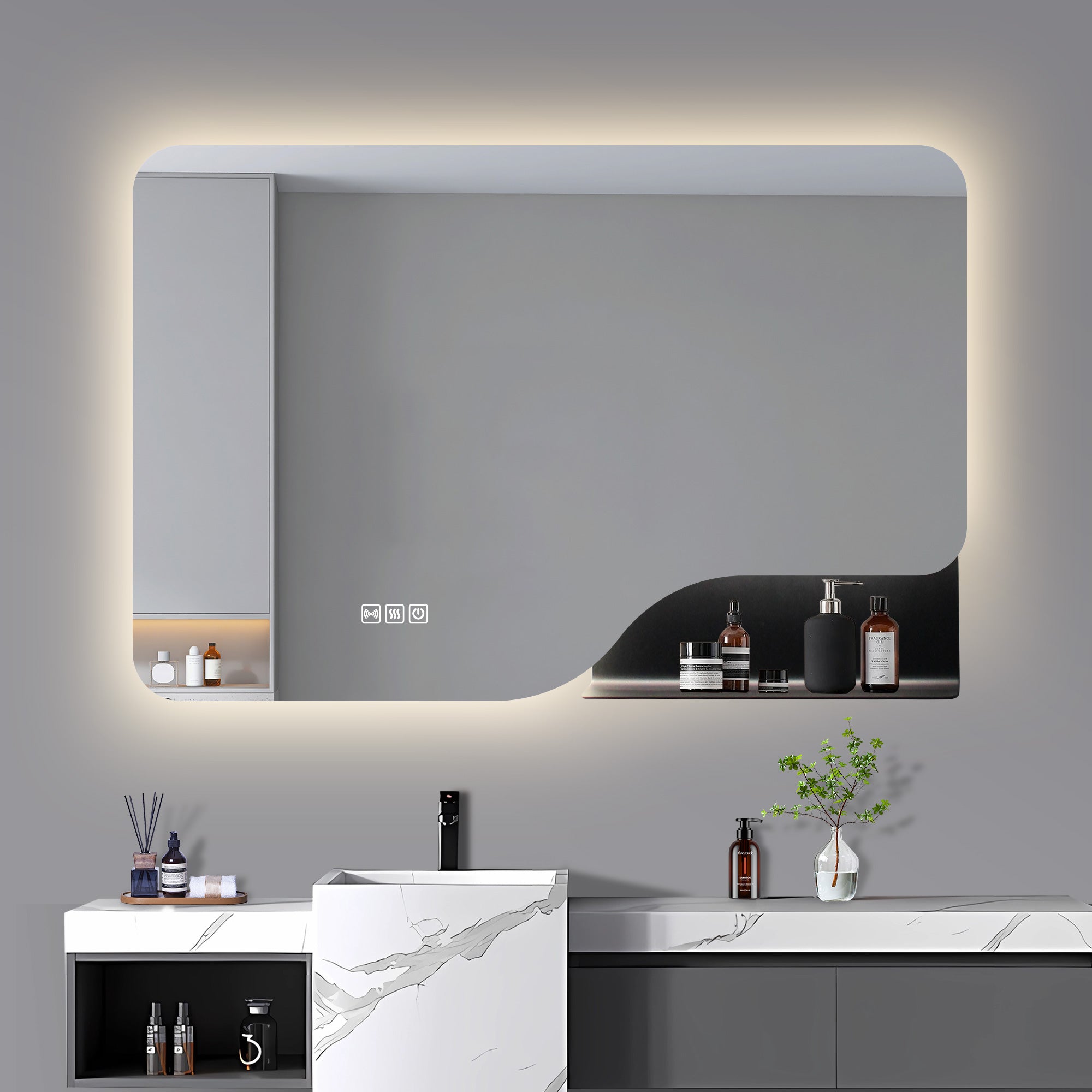 1200x800mm Motion Sensor Switch Rectangle Frameless Backlit Led Mirror