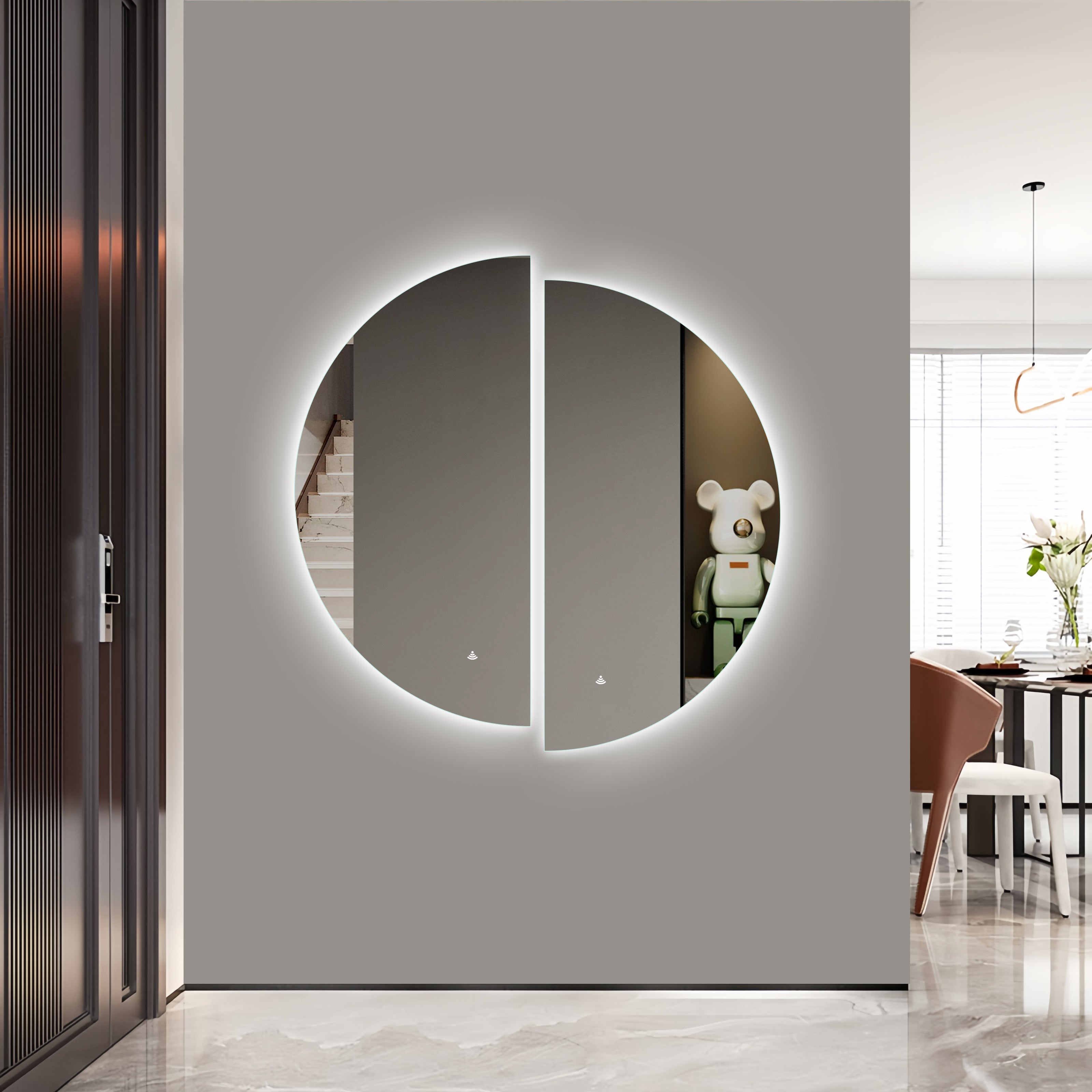 500x1000mm Half Moon Backlit LED Mirror Motion Sensor | OZ