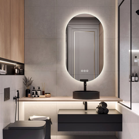 500x900mm Motion Sensor Switch Pill Shape Oval Frameless Backlit Led Mirror Bathroom Vanity Mirror