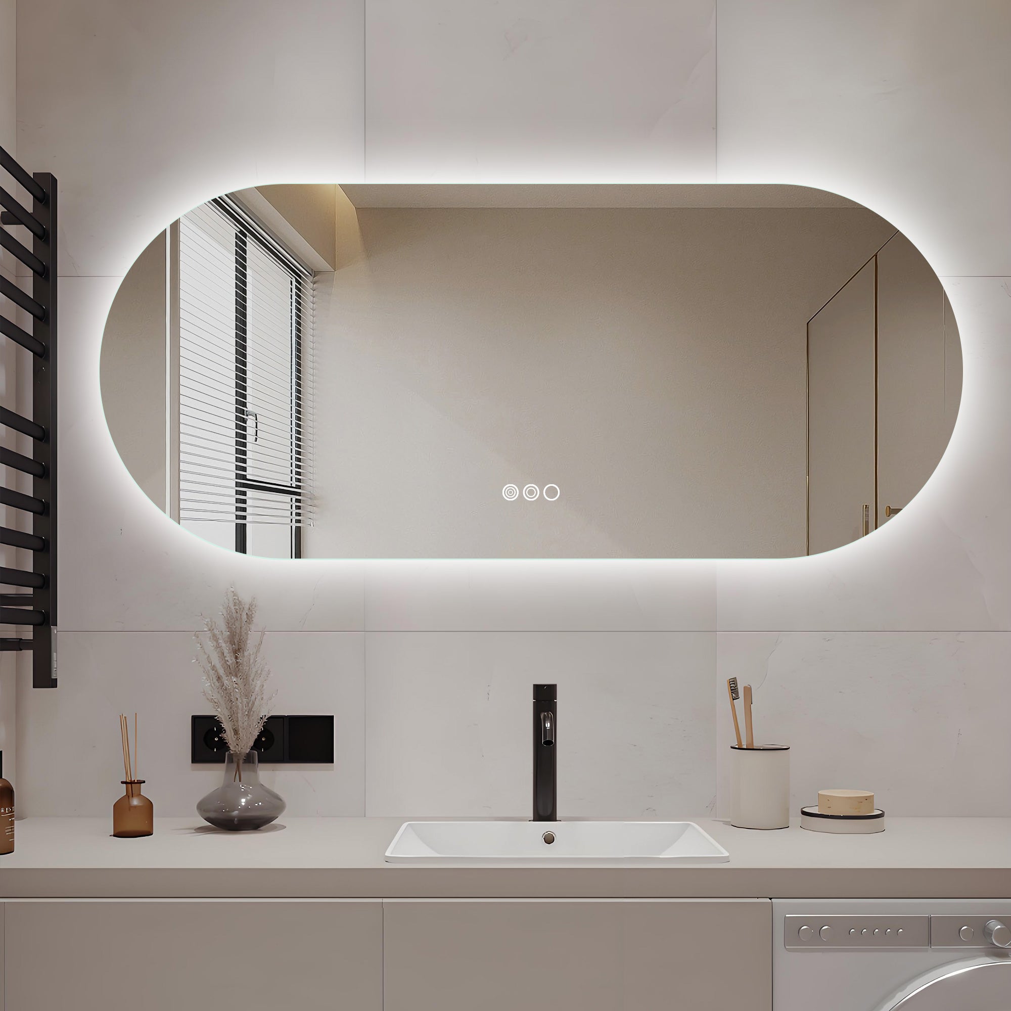 1500x650mm Pill Oval Frameless Backlit LED Mirror Design 1500x650mm-pill-oval-frameless-backlit-led-mirror-design
