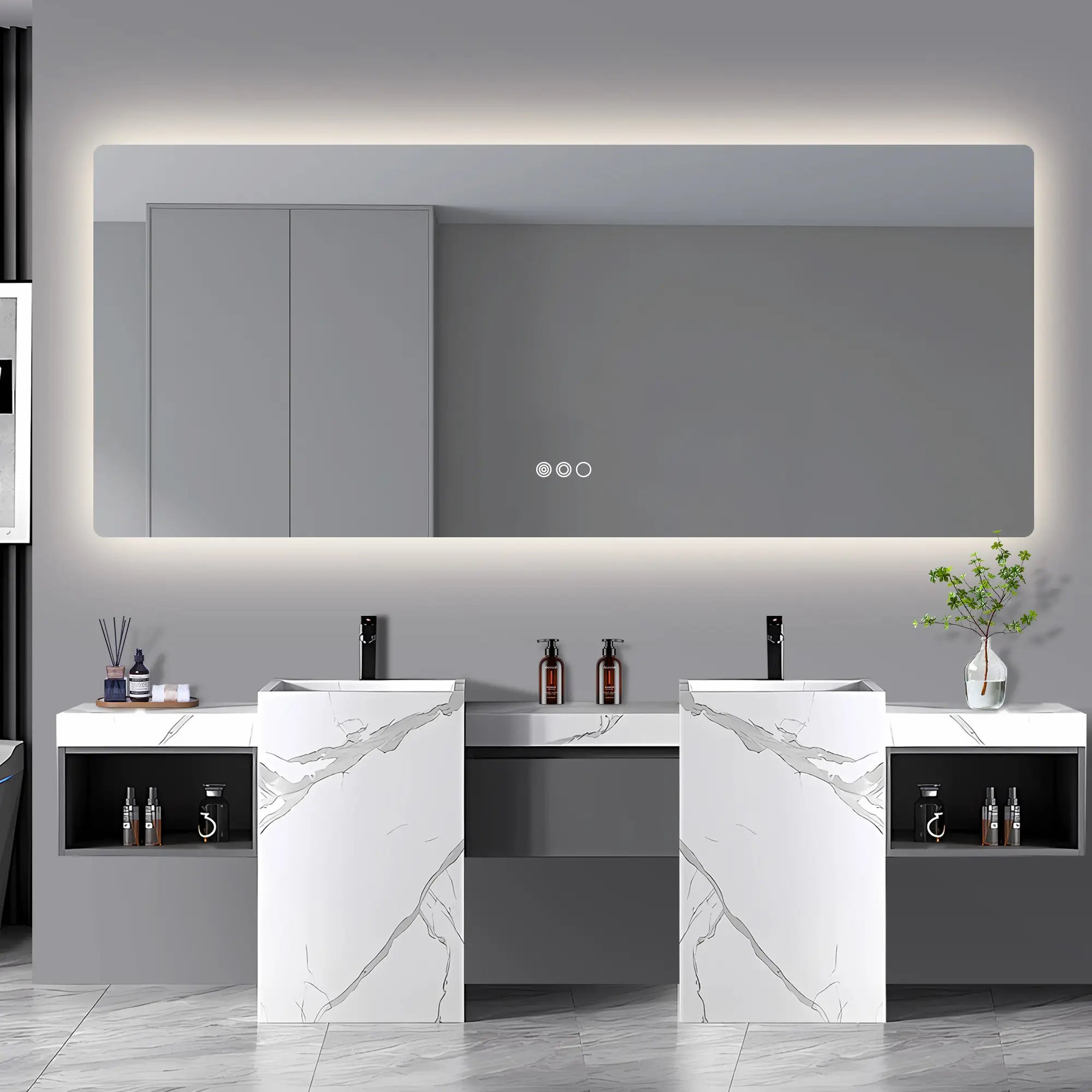 1800x750mm Motion Sensor Switch Rectangle Frameless Backlit Led Mirror