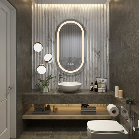 500x900mm Motion Sensor Switch Pill Shape Oval Frameless Front-lit Led Mirror Bathroom Vanity Mirror