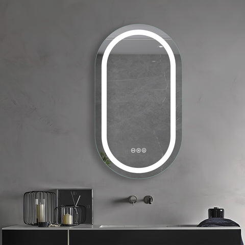 500x900mm Motion Sensor Switch Pill Shape Oval Frameless Front-lit Led Mirror Bathroom Vanity Mirror