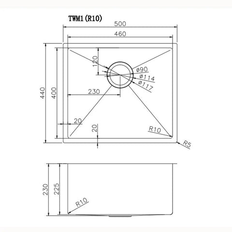 500*440*230MM HAND-MADE 304 S/S SINGLE BOWL KITCHEN SINK