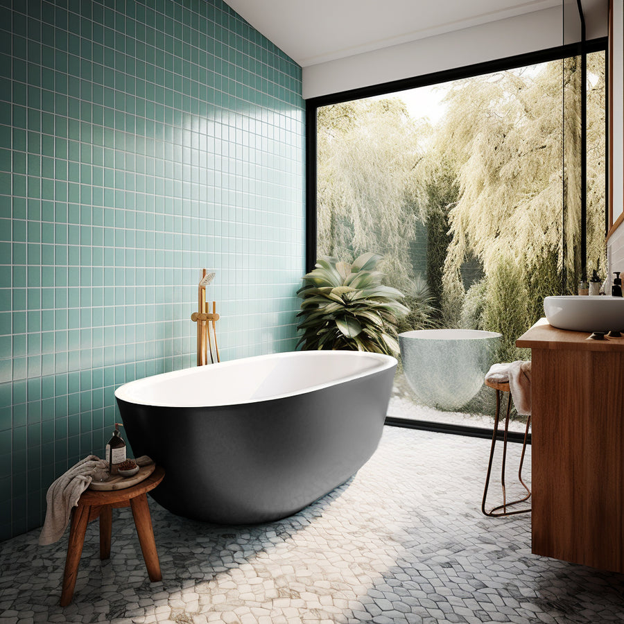 Matte Black Thin edge NO overflow Sanitary grade Acrylic Free Standing Bathtub 1500 /1700mm