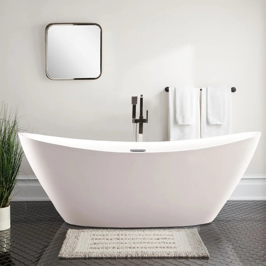 Sloped Edge with Overflow Acrylic Free Standing Bathtub 1800x880x680mm@Mel