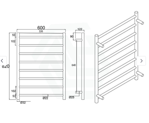 8 Bars Round Matte Black Electric Heated Towel Rack