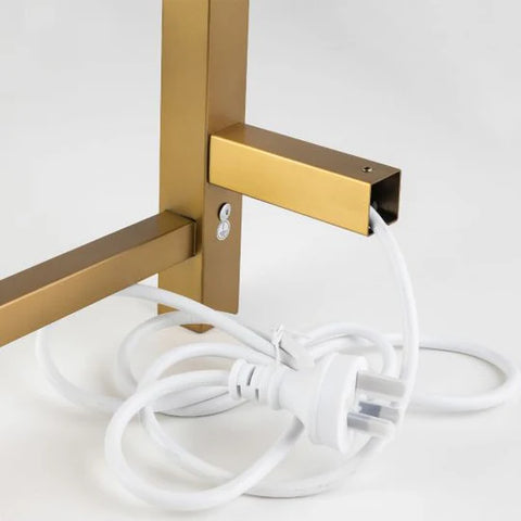 6 Bars Square Brushed Yellow Gold Electric Heated Towel Rack