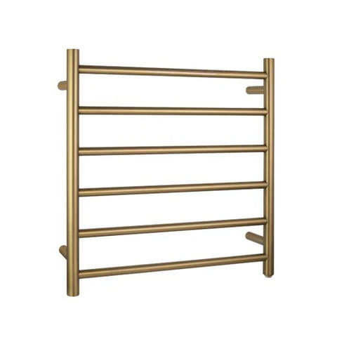 6 Bars Round Brushed Yellow Gold Electric Heated Towel Rack