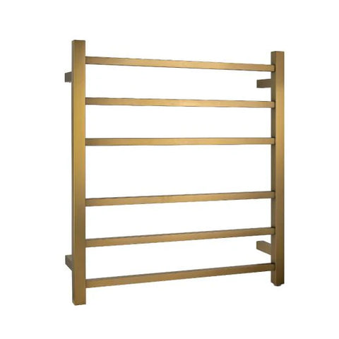 6 Bars Square Brushed Yellow Gold Electric Heated Towel Rack