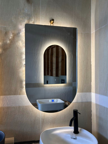 500x800mm Motion Sensor Switch Arch with Gold Hook Frameless Backlit Led Mirror Bathroom Vanity Mirror