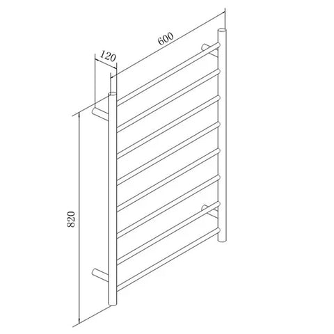 8 Bars Round Matte Black Electric Heated Towel Rack