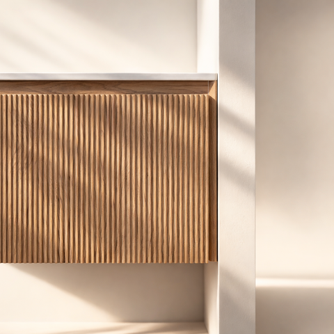 Modular Bathroom Vanity – Custom Width 300–1800mm | Fluted Front | Rounded Ends Optional