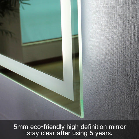 Time and Temp display, 800x700mm Rectangle Frameless Backlit Led Bathroom Mirror