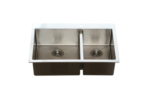 800mm width Double bowl sink stainless steel kitchen sink top mount