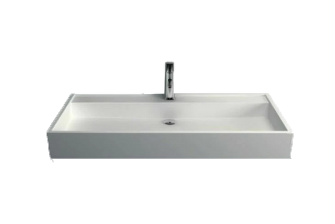 HAND WASH BASIN Vanity sink COUNTER TOP WALL HUNG solid surface for white bathroom