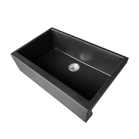 825*530mm Farmhouse Granite Stone kitchen sink Single bowl black no tap hole