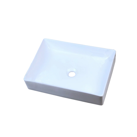 500x360x110 Rectangular Counter Top Porcelain Basin Glossy White - Matte White Bathroom Vanity