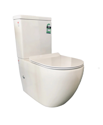 Turbo Flush wall faced close-coupled toilet suite slim UF soft close seat@MEL
