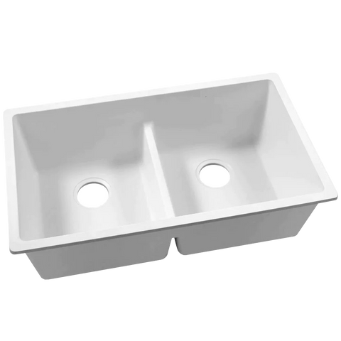 790MM WHITE Granite-quartz stone kitchen Sink double bowl round TOP-UNDER mount