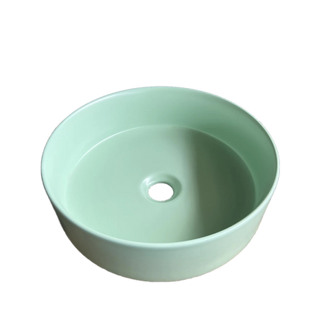 360*360*120 Matt Light Green Round Above Counter Top Porcelain Basin Bathroom