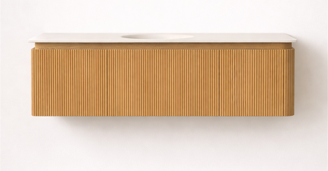 Modular Fluted Oak Vanity Cabinet 1950 mm - Square Ends product image 1