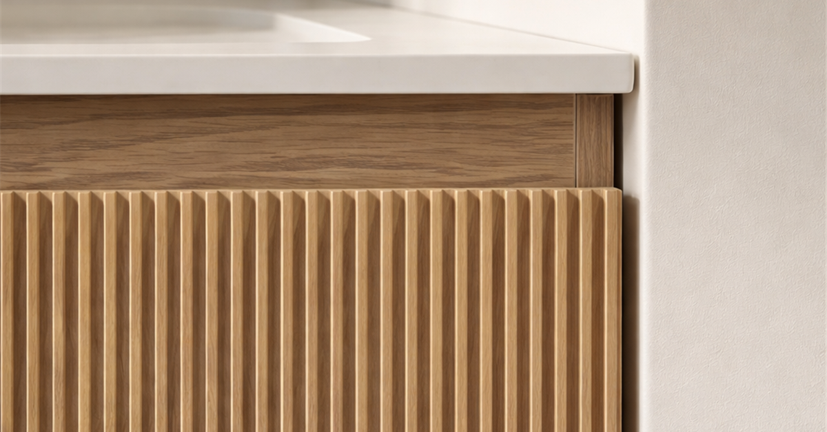 Modular Fluted Oak Vanity Cabinet 1500 mm - Square Ends product image 3