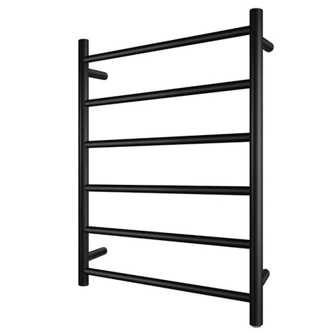 6 Bars Round Matte Black Electric Heated Towel Rack