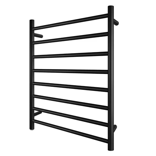 8 Bars Round Matte Black Electric Heated Towel Rack