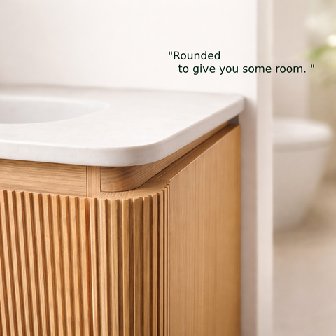 Modular Bathroom Vanity – Custom Width 300–1800mm | Fluted Front | Rounded Ends Optional